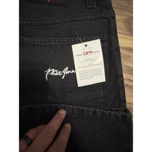 VTG Phat Farm Baggy Black Jeans Y2K NWT Size 38 - Picture 7 of 7